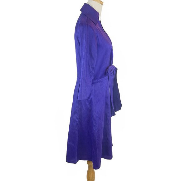 Vintage Anni Kuan Royal Purple Tie Waist Dress - Picture 9 of 10